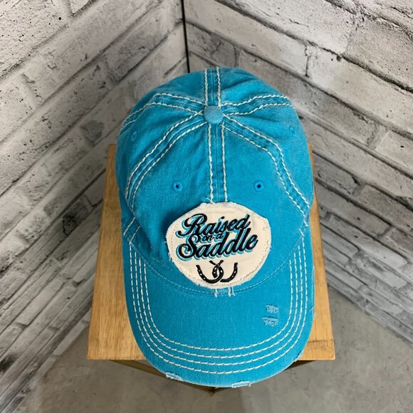 Wrangler "Raised in the Saddle" Adjustable Distressed Trucker Hat - Picture 2 of 6